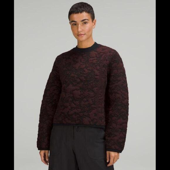 Lululemon Jacquard Multi-Texture Crew Neck Sweater size 12 heathered Vapor HVPR - Picture 2 of 9